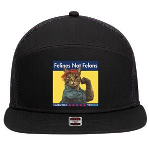 Felines Not Felons Childless Cat Lady Voting Kamala Harris 7 Panel Mesh Trucker Snapback Hat