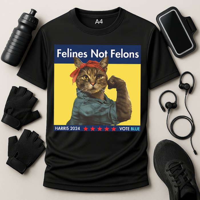 Felines Not Felons Childless Cat Lady Voting Kamala Harris Performance Shirt