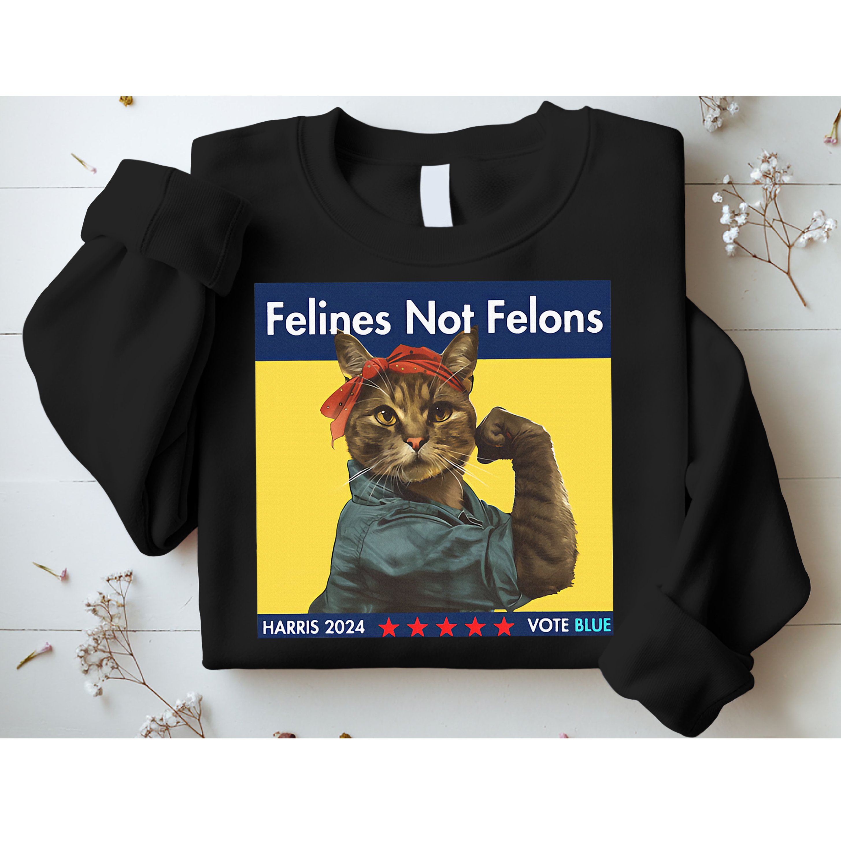 Felines Not Felons Childless Cat Lady Voting Kamala Harris Sweatshirt