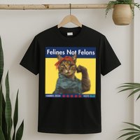 Felines Not Felons Childless Cat Lady Voting Kamala Harris T-Shirt