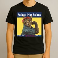 Felines Not Felons Childless Cat Lady Voting Kamala Harris T-Shirt
