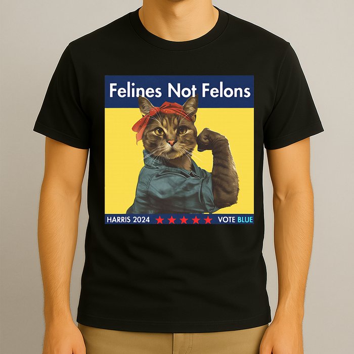 Felines Not Felons Childless Cat Lady Voting Kamala Harris T-Shirt