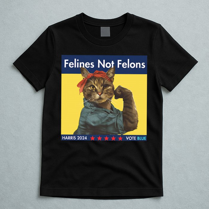 Felines Not Felons Childless Cat Lady Voting Kamala Harris T-Shirt