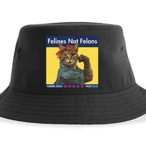 Felines Not Felons Childless Cat Lady Voting Kamala Harris Sustainable Bucket Hat