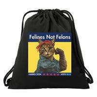 Felines Not Felons Childless Cat Lady Voting Kamala Harris Drawstring Bag