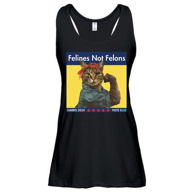 Felines Not Felons Childless Cat Lady Voting Kamala Harris Ladies Essential Flowy Tank