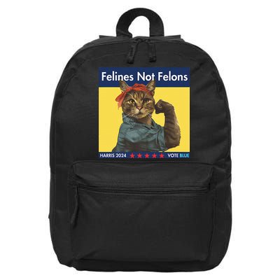 Felines Not Felons Childless Cat Lady Voting Kamala Harris 16 in Basic Backpack