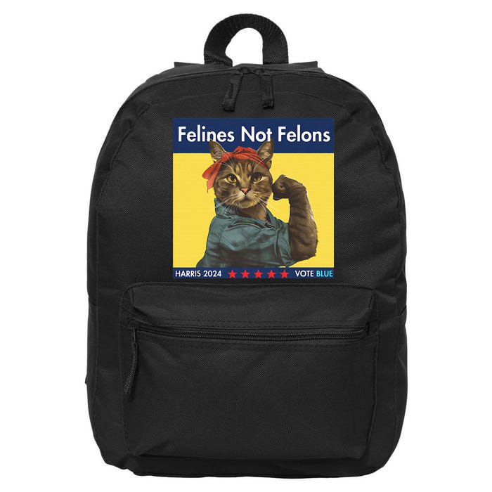 Felines Not Felons Childless Cat Lady Voting Kamala Harris 16 in Basic Backpack