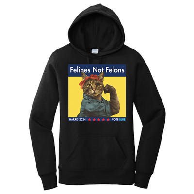 Felines Not Felons Childless Cat Lady Voting Kamala Harris Women's Pullover Hoodie