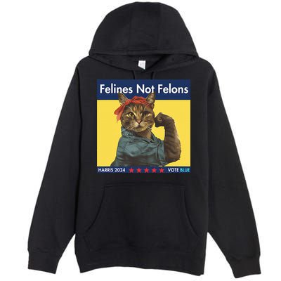 Felines Not Felons Childless Cat Lady Voting Kamala Harris Premium Pullover Hoodie