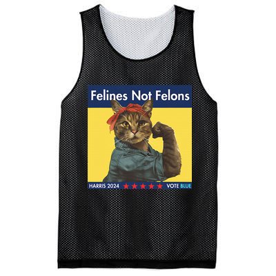 Felines Not Felons Childless Cat Lady Voting Kamala Harris Mesh Reversible Basketball Jersey Tank