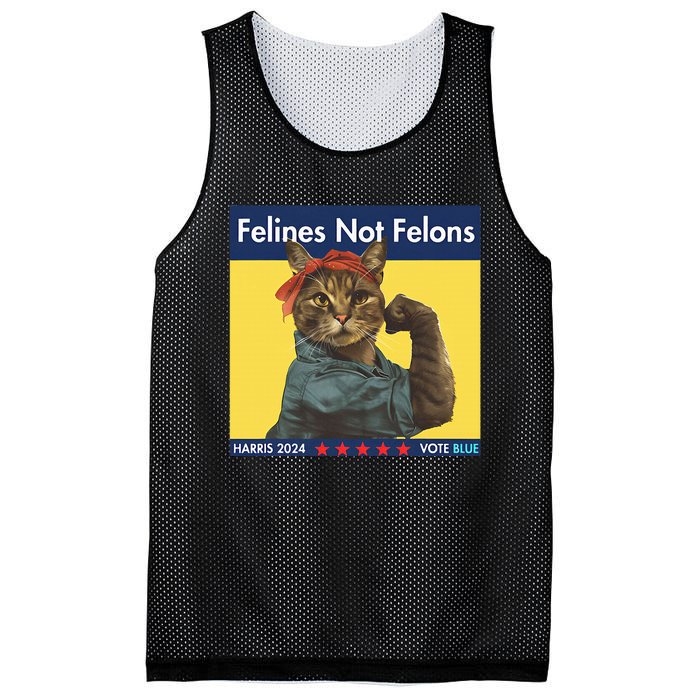 Felines Not Felons Childless Cat Lady Voting Kamala Harris Mesh Reversible Basketball Jersey Tank