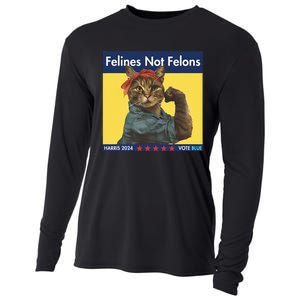 Felines Not Felons Childless Cat Lady Voting Kamala Harris Cooling Performance Long Sleeve Crew