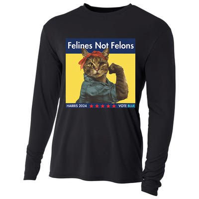 Felines Not Felons Childless Cat Lady Voting Kamala Harris Cooling Performance Long Sleeve Crew
