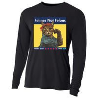 Felines Not Felons Childless Cat Lady Voting Kamala Harris Cooling Performance Long Sleeve Crew