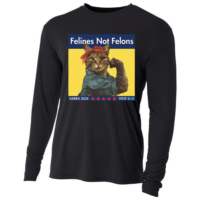 Felines Not Felons Childless Cat Lady Voting Kamala Harris Cooling Performance Long Sleeve Crew