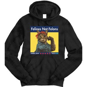 Felines Not Felons Childless Cat Lady Voting Kamala Harris Tie Dye Hoodie