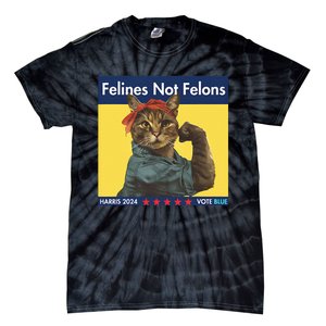 Felines Not Felons Childless Cat Lady Voting Kamala Harris Tie-Dye T-Shirt