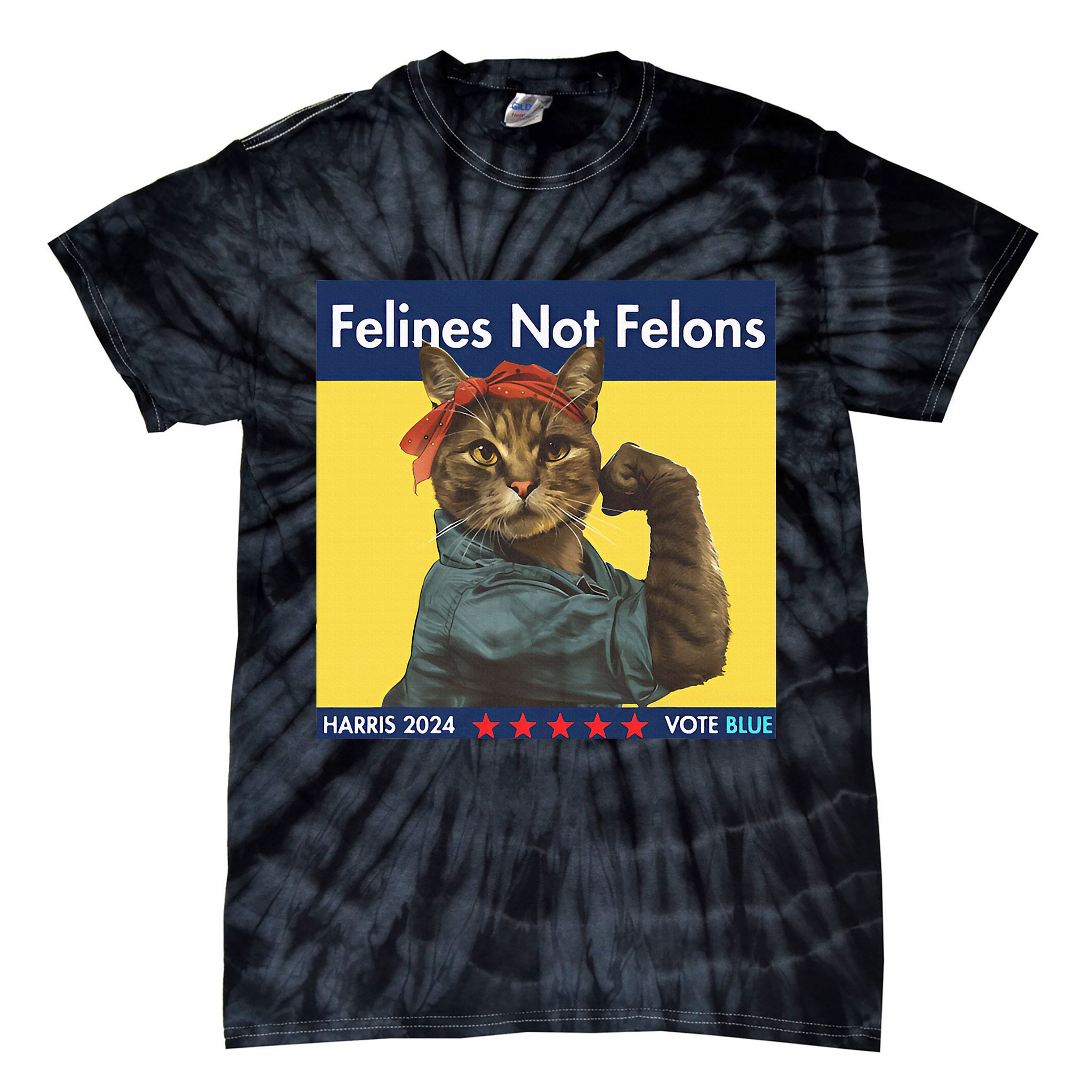 Felines Not Felons Childless Cat Lady Voting Kamala Harris Tie-Dye T-Shirt