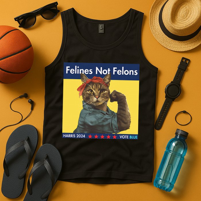 Felines Not Felons Childless Cat Lady Voting Kamala Harris Tank Top