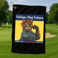 Felines Not Felons Childless Cat Lady Voting Kamala Harris Golf Towel