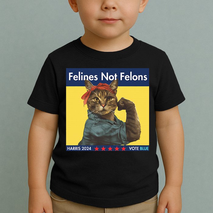 Felines Not Felons Childless Cat Lady Voting Kamala Harris Toddler T-Shirt