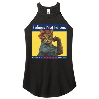 Felines Not Felons Childless Cat Lady Voting Kamala Harris Women's Perfect Tri Rocker Tank