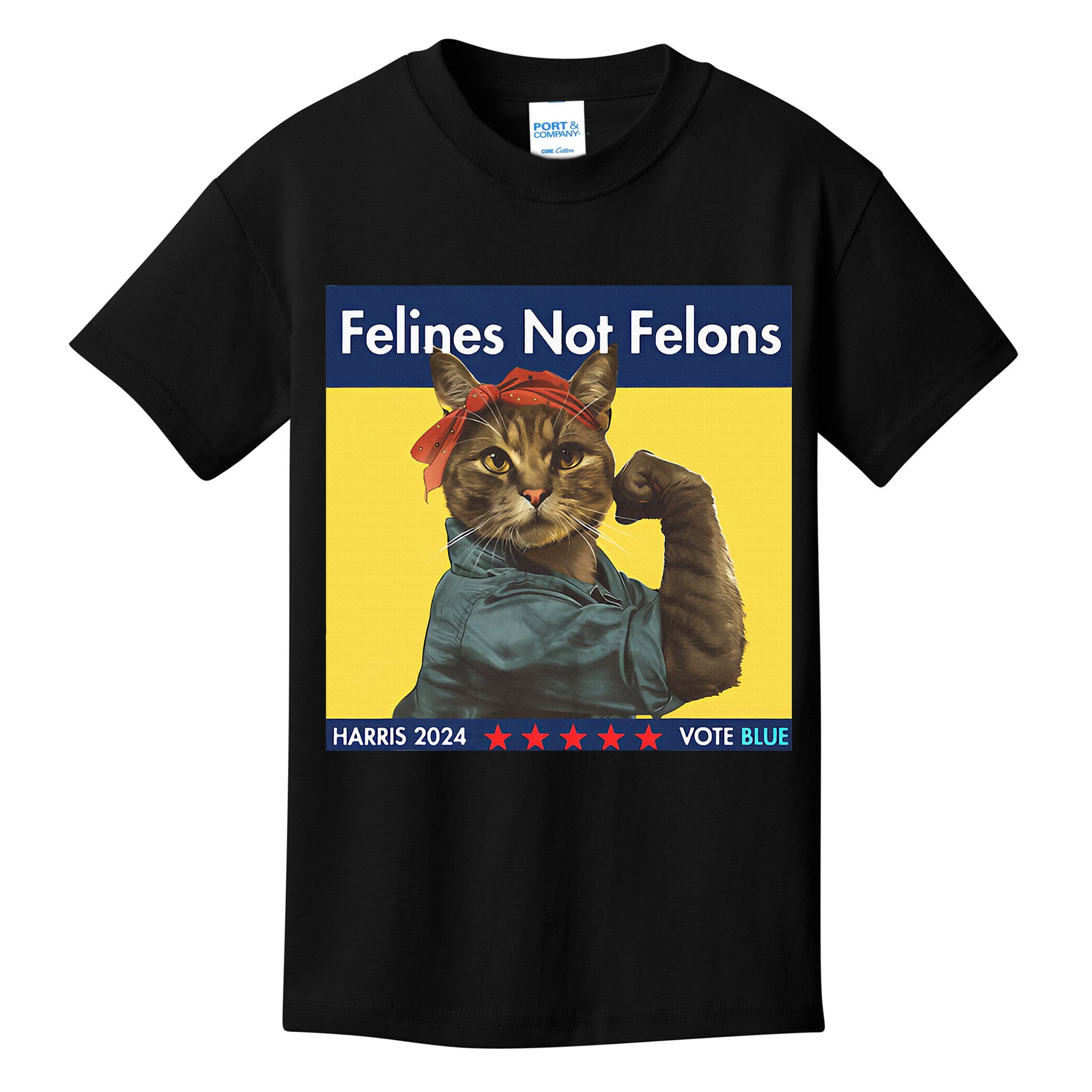 Felines Not Felons Childless Cat Lady Voting Kamala Harris Kids T-Shirt