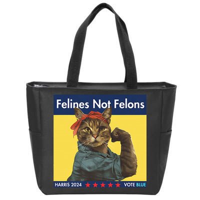 Felines Not Felons Childless Cat Lady Voting Kamala Harris Zip Tote Bag
