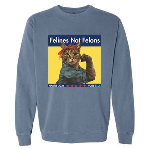 Felines Not Felons Childless Cat Lady Voting Kamala Harris Garment-Dyed Sweatshirt