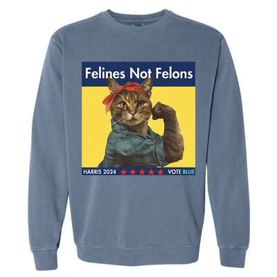 Felines Not Felons Childless Cat Lady Voting Kamala Harris Garment-Dyed Sweatshirt