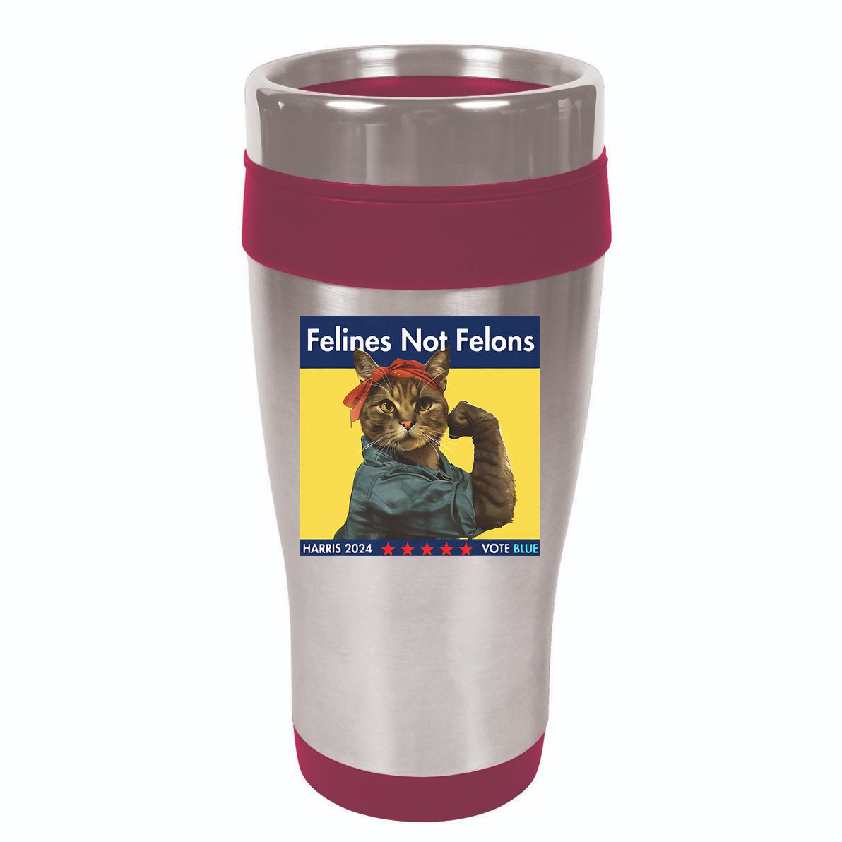 Felines Not Felons Childless Cat Lady Voting Kamala Harris 16oz Travel Tumbler