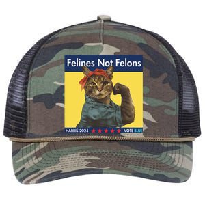 Felines Not Felons Childless Cat Lady Voting Kamala Harris Retro Rope Trucker Hat Cap