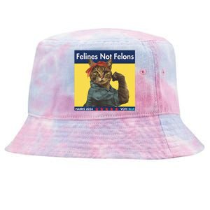 Felines Not Felons Childless Cat Lady Voting Kamala Harris Tie-Dyed Bucket Hat