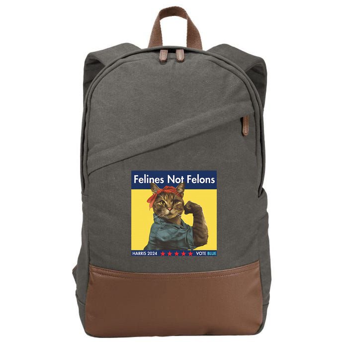 Felines Not Felons Childless Cat Lady Voting Kamala Harris Cotton Canvas Backpack