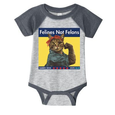 Felines Not Felons Childless Cat Lady Voting Kamala Harris Infant Baby Jersey Bodysuit