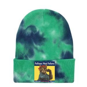 Felines Not Felons Childless Cat Lady Voting Kamala Harris Tie Dye 12in Knit Beanie