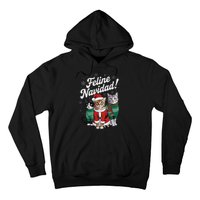 Feline Navidad Funny Cat Christmas Holiday Xmas Santa Hat Hoodie