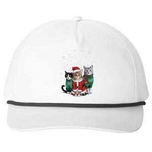 Feline Navidad Funny Cat Christmas Holiday Xmas Santa Hat Snapback Five-Panel Rope Hat