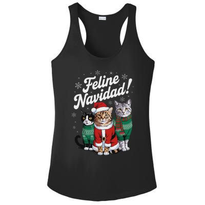 Feline Navidad Funny Cat Christmas Holiday Xmas Santa Hat Ladies PosiCharge Competitor Racerback Tank