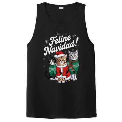 Feline Navidad Funny Cat Christmas Holiday Xmas Santa Hat PosiCharge Competitor Tank