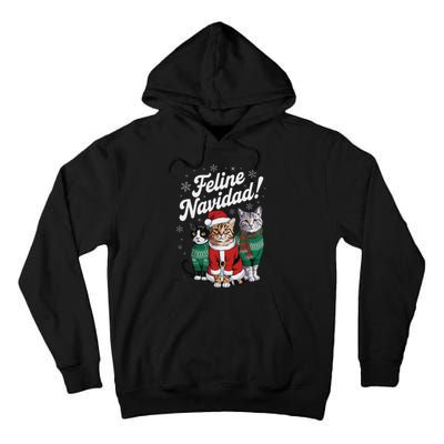 Feline Navidad Funny Cat Christmas Holiday Xmas Santa Hat Tall Hoodie