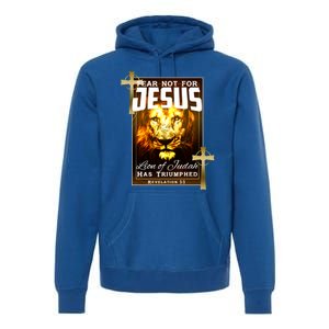 Fear Not For Jesus Lion Of Judah Rev 5:5 Christians Church Christian Faith Premium Hoodie