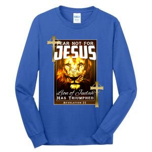 Fear Not For Jesus Lion Of Judah Rev 5:5 Christians Church Christian Faith Tall Long Sleeve T-Shirt