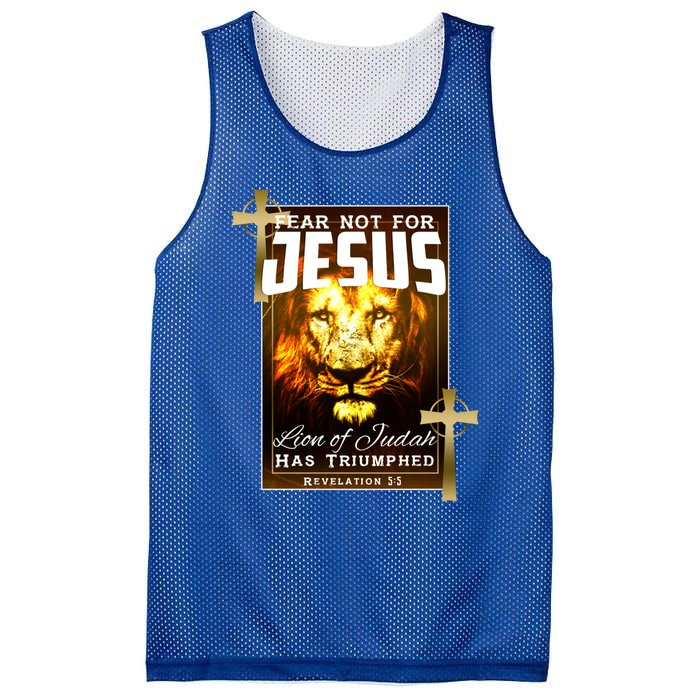 Fear Not For Jesus Lion Of Judah Rev 5:5 Christians Church Christian Faith Mesh Reversible Basketball Jersey Tank