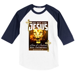 Fear Not For Jesus Lion Of Judah Rev 5:5 Christians Church Christian Faith Baseball Sleeve Shirt