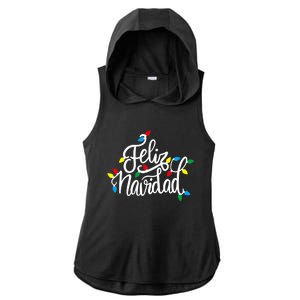 Feliz Navidad Funny Christmas Light Family Group Ladies PosiCharge Tri-Blend Wicking Draft Hoodie Tank