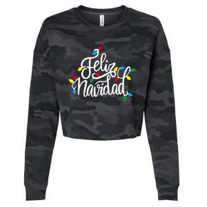 Feliz Navidad Funny Christmas Light Family Group Cropped Pullover Crew