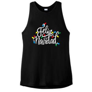 Feliz Navidad Funny Christmas Light Family Group Ladies PosiCharge Tri-Blend Wicking Tank