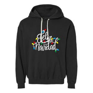 Feliz Navidad Funny Christmas Light Family Group Garment-Dyed Fleece Hoodie